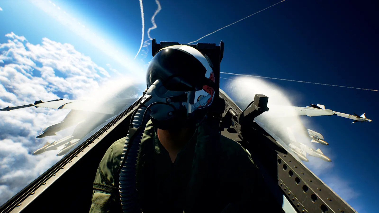 Official ACE COMBAT 8 screenshot showing an aircraft, squadron, or large-scale battlefield