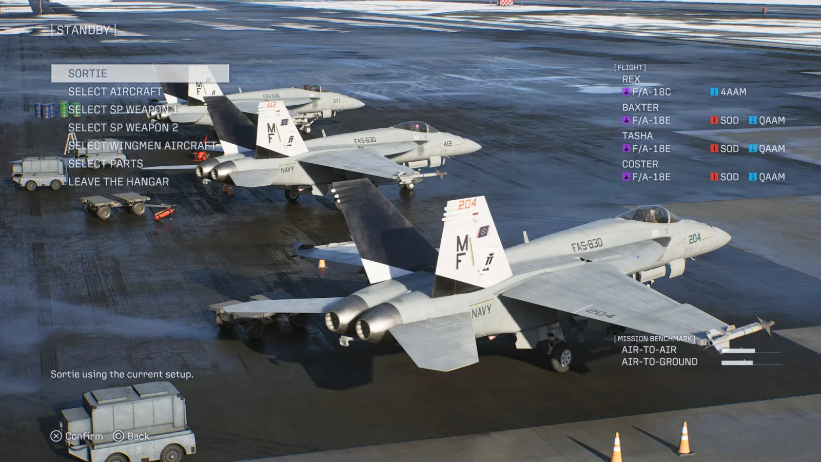 Official ACE COMBAT 8 screenshot showing a fighter aircraft in a campaign battle